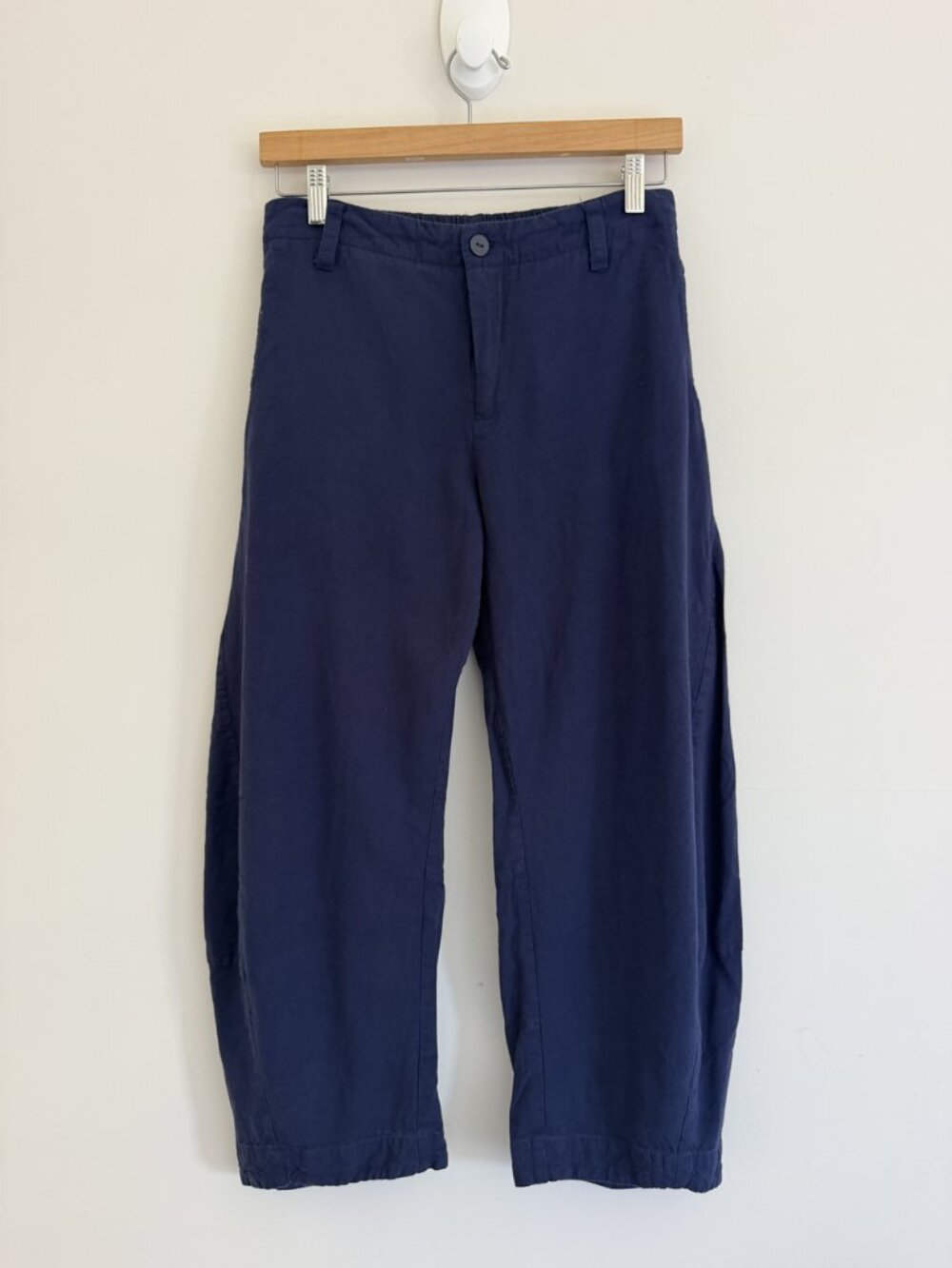 Ruti Uptown Loose Linen Blend Pants Navy Cropped Size 0
